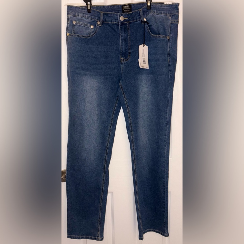 NWT WESC Bob Straight Fit Five Pockets Mid wash Jeans 34”x32”